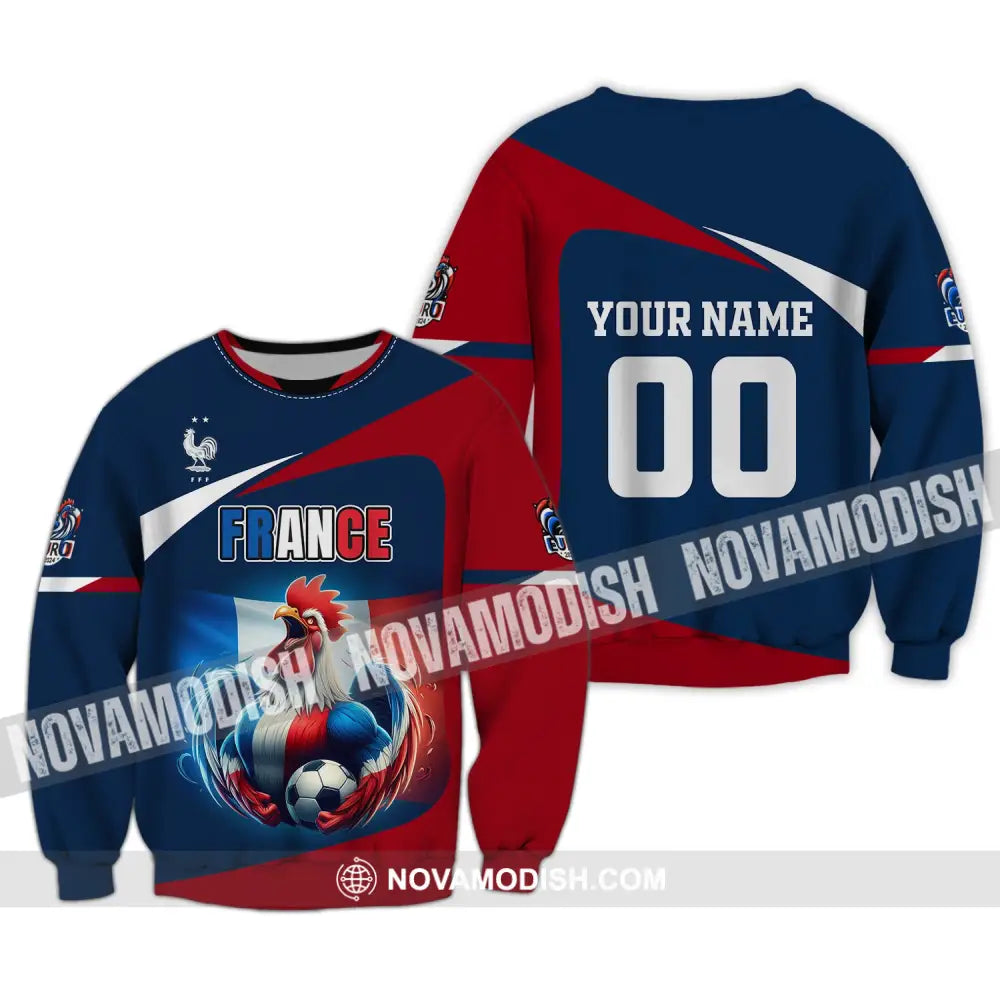 Unisex Shirt Custom Name And Number France Euro 2024 Football Polo Long Sleeve / S T-Shirt