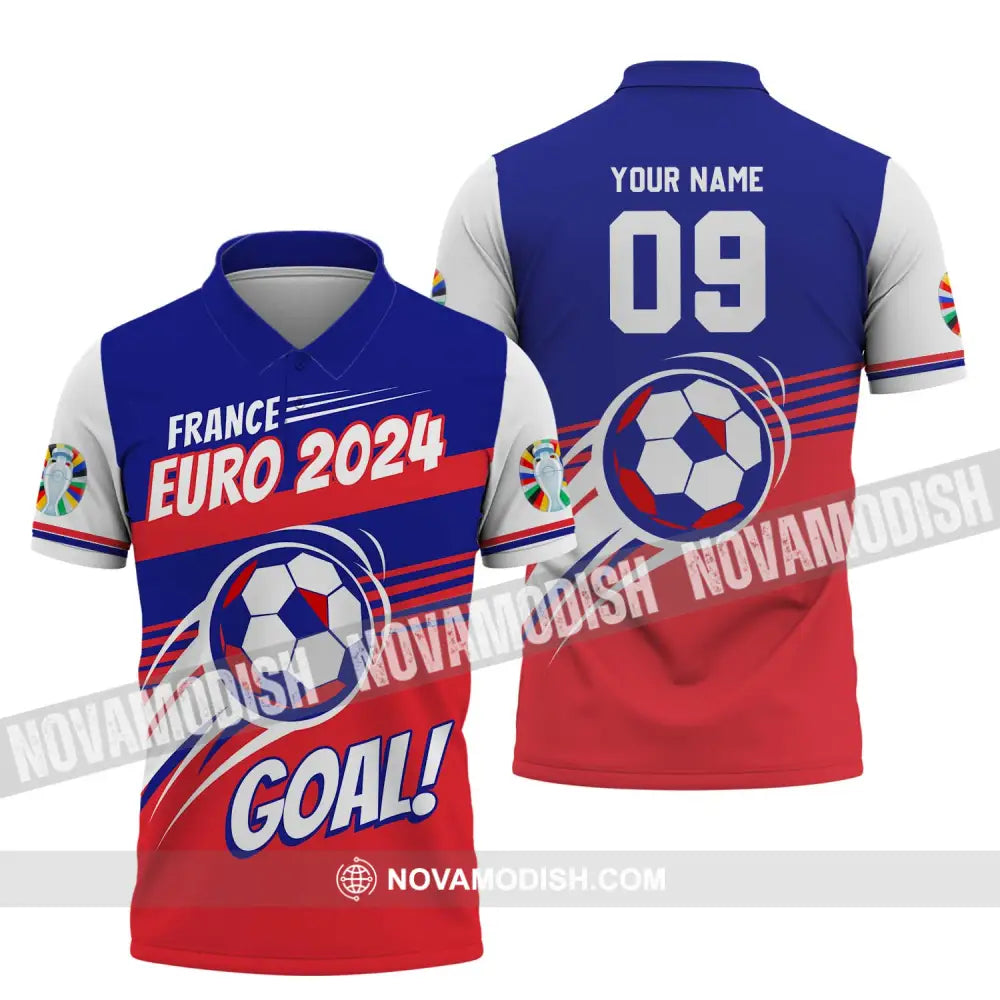 Unisex Shirt - Custom Name And Number Shirt France Euro 2024 National Team Goal! Polo Shirt / S T-shirt