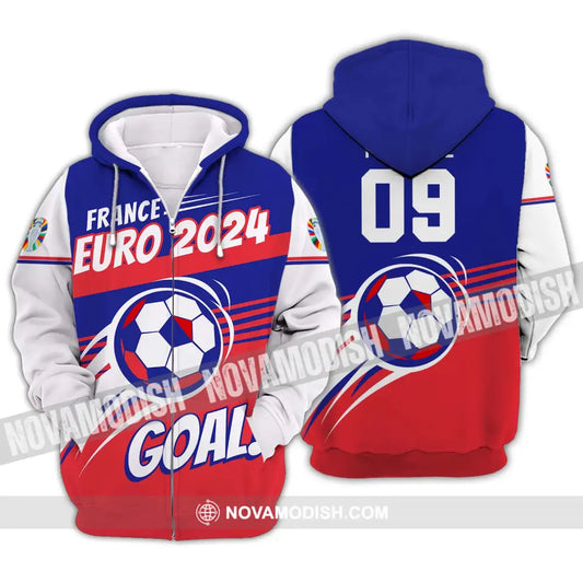 Unisex Shirt - Custom Name And Number Shirt France Euro 2024 National Team Goal! Zipper Hoodie / S T-shirt