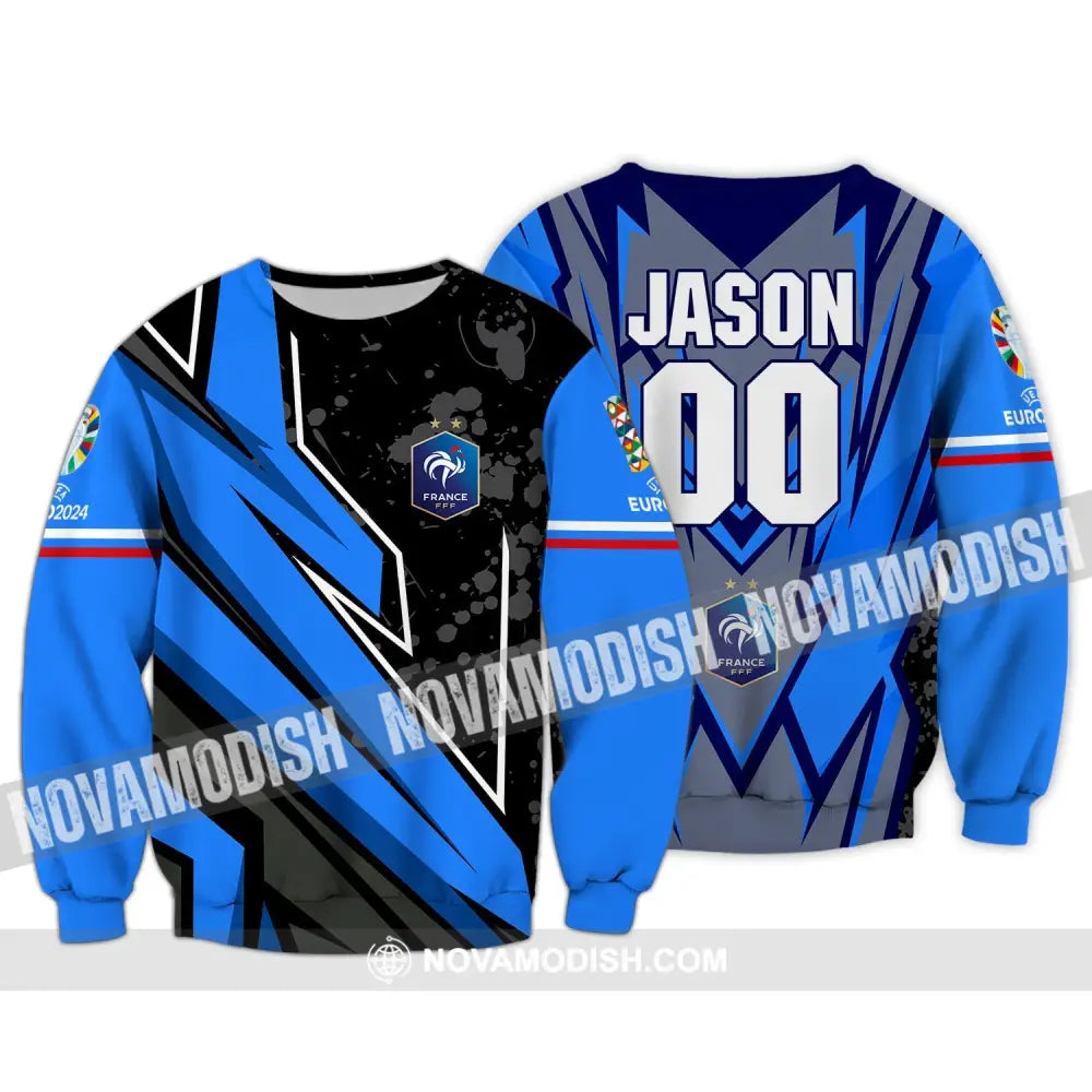 Unisex Shirt - Custom Name And Number Shirt France FFF Team Lover Shirt Euro 2024 Long Sleeve / S T-shirt