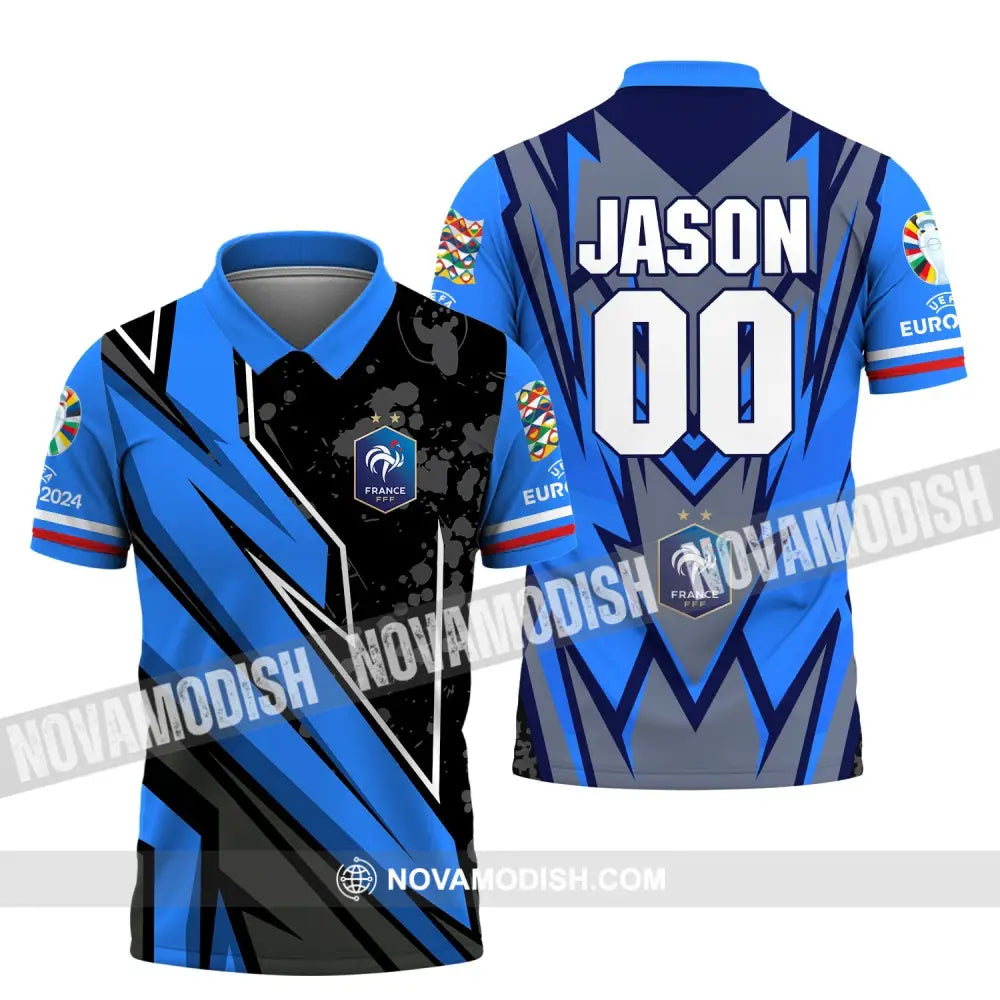 Unisex Shirt - Custom Name And Number Shirt France FFF Team Lover Shirt Euro 2024 Polo Shirt / S T-shirt