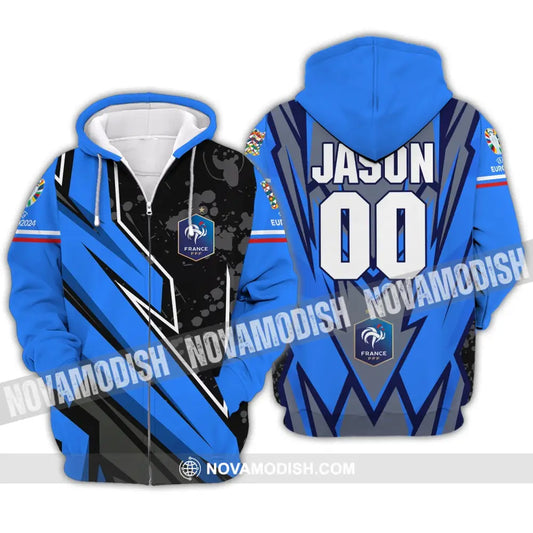 Unisex Shirt - Custom Name And Number Shirt France FFF Team Lover Shirt Euro 2024 Zipper Hoodie / S T-shirt