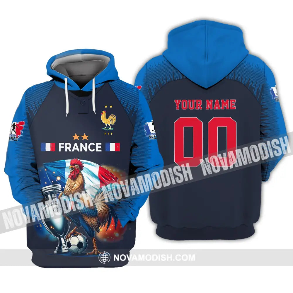 Unisex Shirt Custom Name And Number France Football Euro 2024 Polo Long Sleeve Hoodie / S T-Shirt