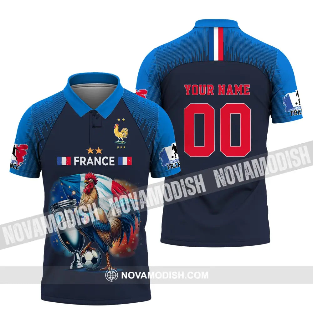 Unisex Shirt Custom Name And Number France Football Euro 2024 Polo Long Sleeve / S T-Shirt