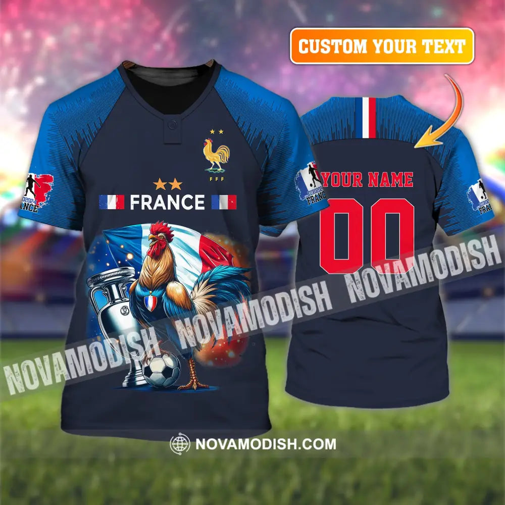 Unisex Shirt Custom Name And Number France Football Euro 2024 Polo Long Sleeve T-Shirt