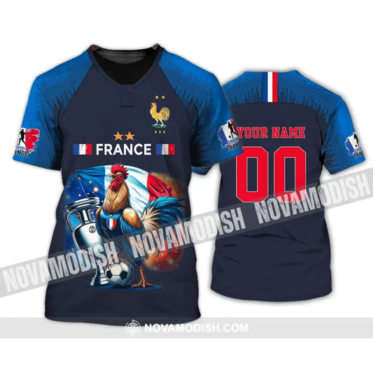 Unisex Shirt Custom Name And Number France Football Euro 2024 Polo Long Sleeve T-Shirt / S