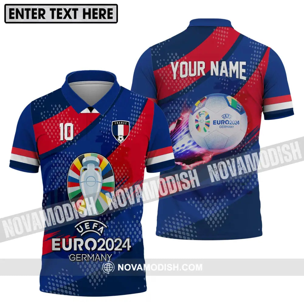 Unisex Shirt - Custom Name And Number Shirt France National Team Euro 2024 Polo Shirt / S T-shirt