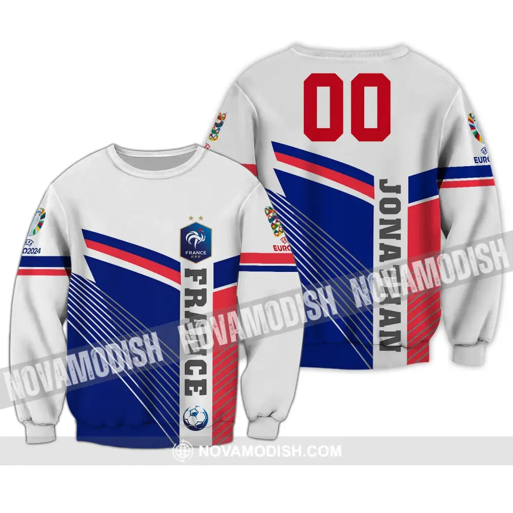 Unisex Shirt - Custom Name And Number Shirt France National Team Flag Color Shirt Long Sleeve / S T-shirt