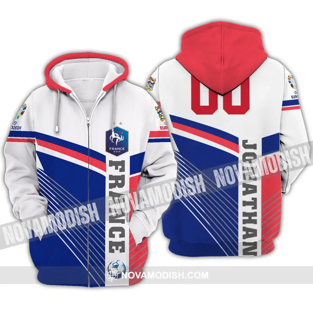 Unisex Shirt - Custom Name And Number Shirt France National Team Flag Color Shirt Zipper Hoodie / S T-shirt