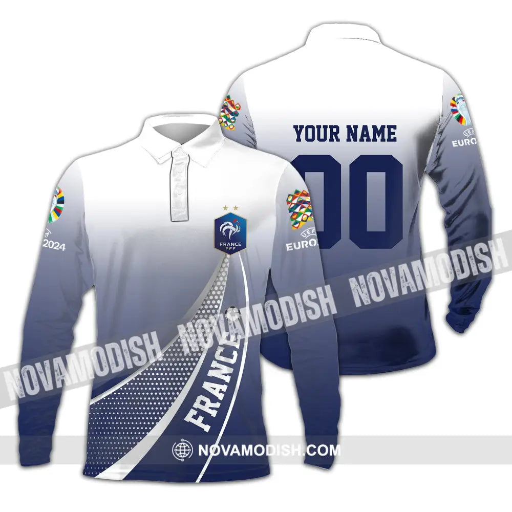 Unisex Shirt - Custom Name And Number Shirt France National Team Shirt Long Sleeve Polo / S T-shirt