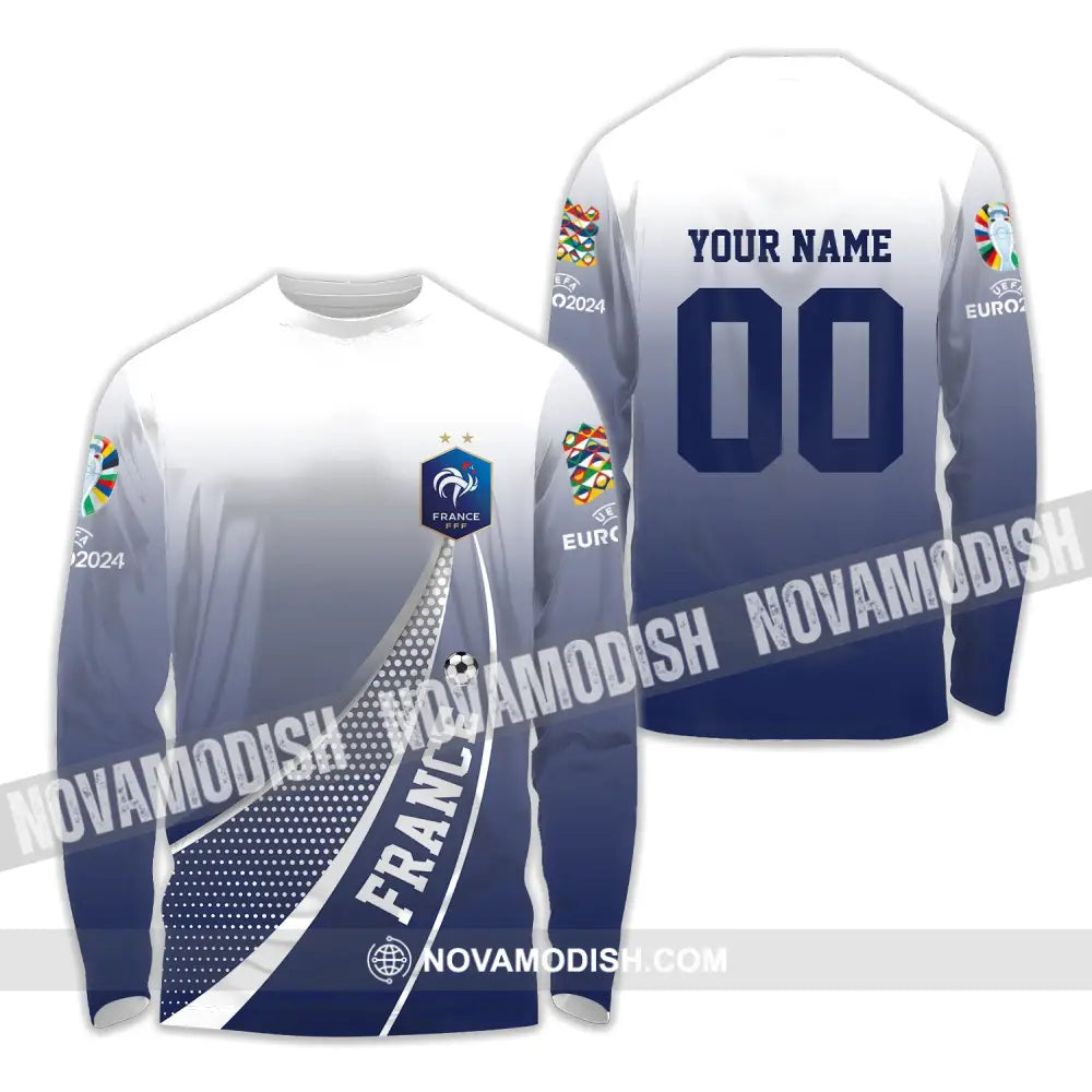 Unisex Shirt - Custom Name And Number Shirt France National Team Shirt Long Sleeve Shirt / S T-shirt