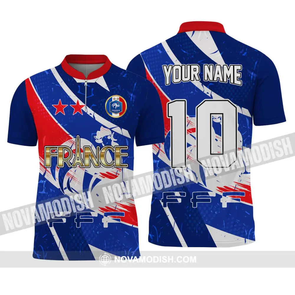 Unisex Shirt - Custom Name And Number Shirt France National Team Zipper Polo Shirt / S T-shirt