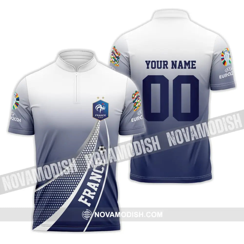 Unisex Shirt - Custom Name And Number Shirt France National Team Shirt Zipper Polo Shirt / S T-shirt