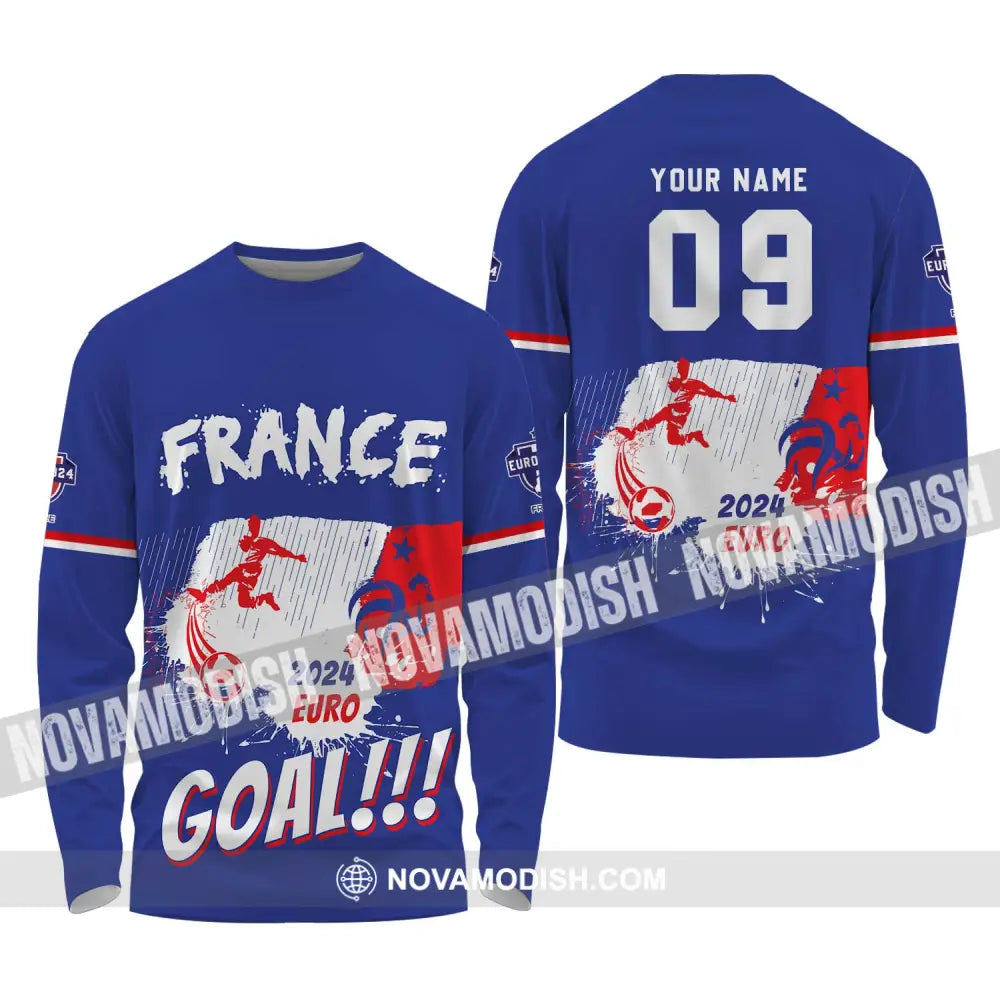 Unisex Shirt - Custom Name And Number Shirt France Team Euro 2024 Long Sleeve Shirt / S T-shirt