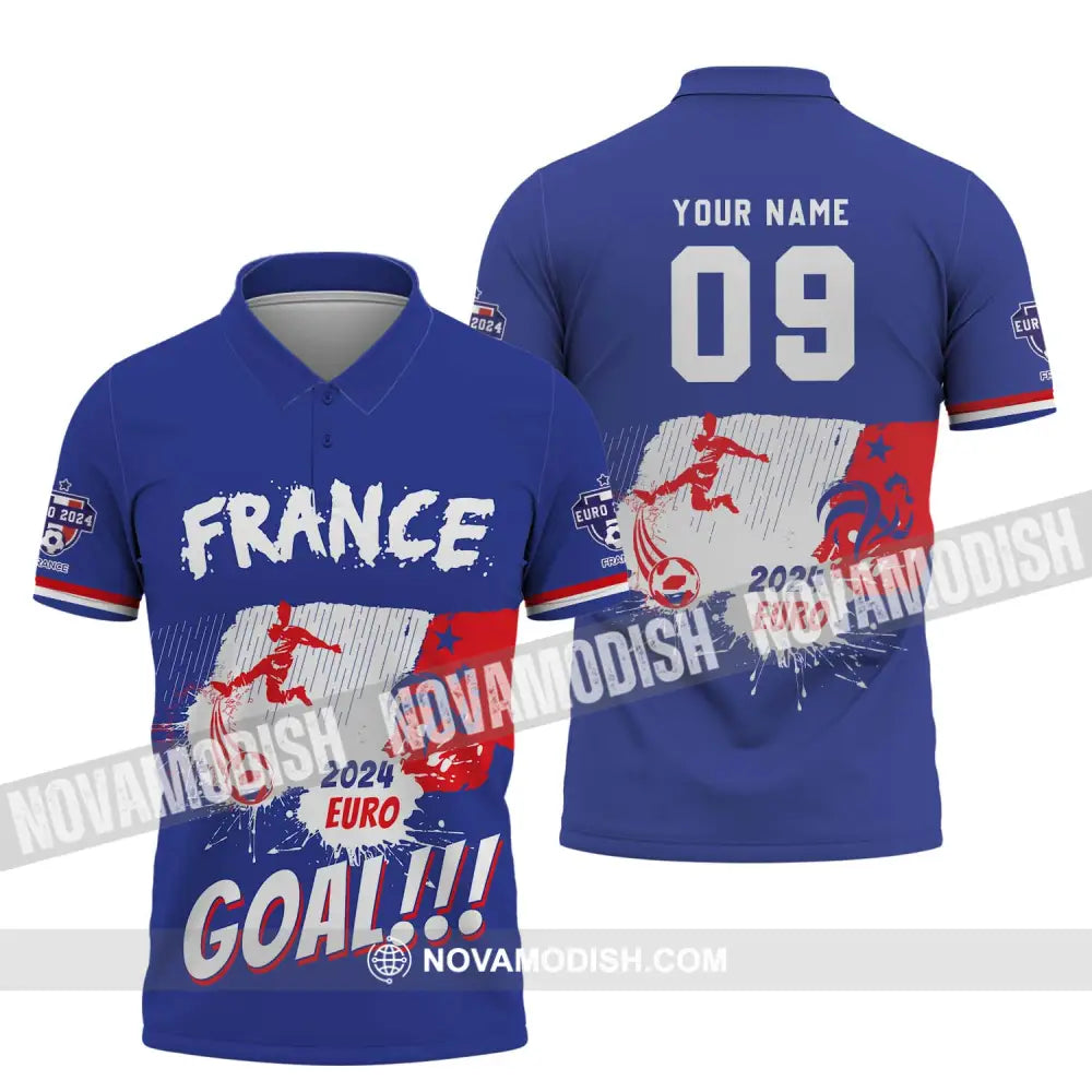 Unisex Shirt - Custom Name And Number Shirt France Team Euro 2024 Polo Shirt / S T-shirt