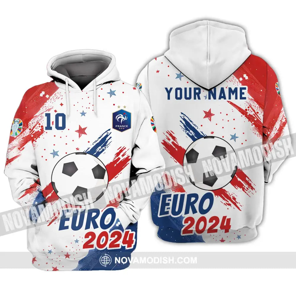 Unisex Shirt - Custom Name And Number Shirt France Team Light Stars Euro 2024 Hoodie / S T-shirt