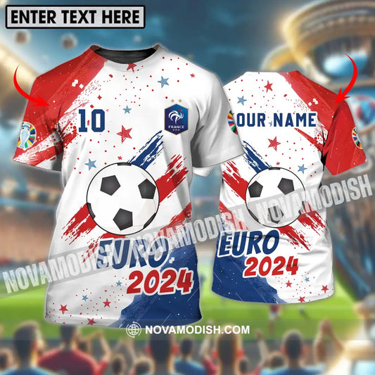 Unisex Shirt - Custom Name And Number Shirt France Team Light Stars Euro 2024 T-shirt