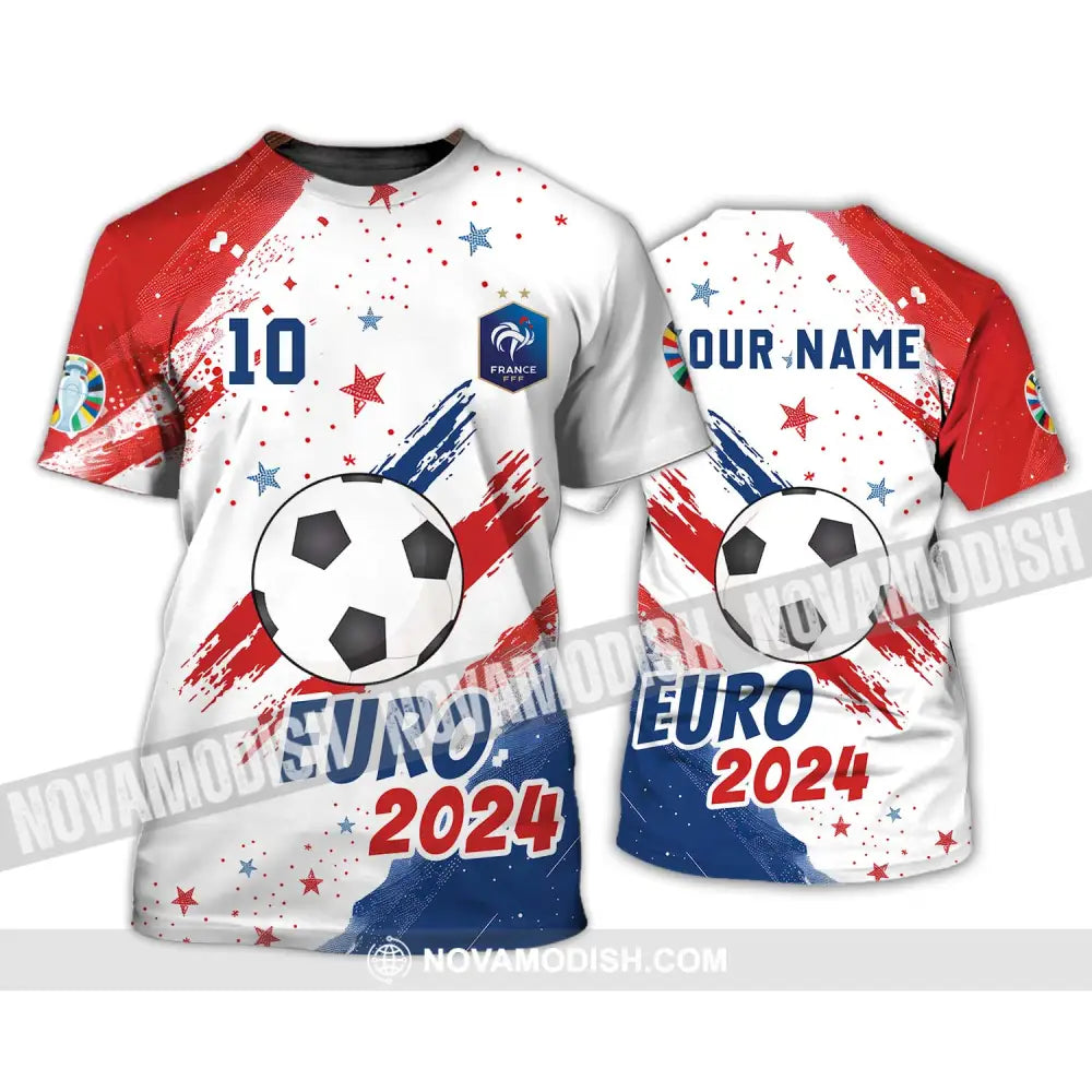 Unisex Shirt - Custom Name And Number Shirt France Team Light Stars Euro 2024 T-Shirt / S T-shirt