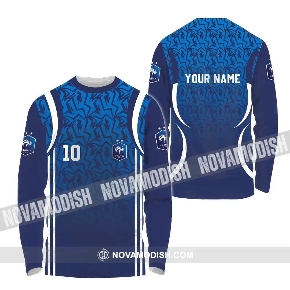 Unisex Shirt - Custom Name And Number Shirt France Team Lover Shirt Euro 2024 Long Sleeve Shirt / S T-shirt