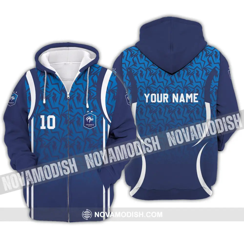 Unisex Shirt - Custom Name And Number Shirt France Team Lover Shirt Euro 2024 Zipper Hoodie / S T-shirt