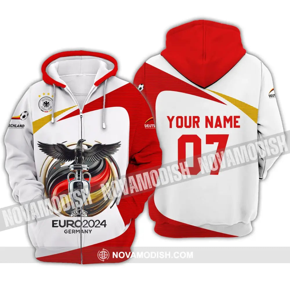 Unisex Shirt - Custom Name And Number Gemany Team Euro 2024 Cup Zipper Hoodie / S T-Shirt