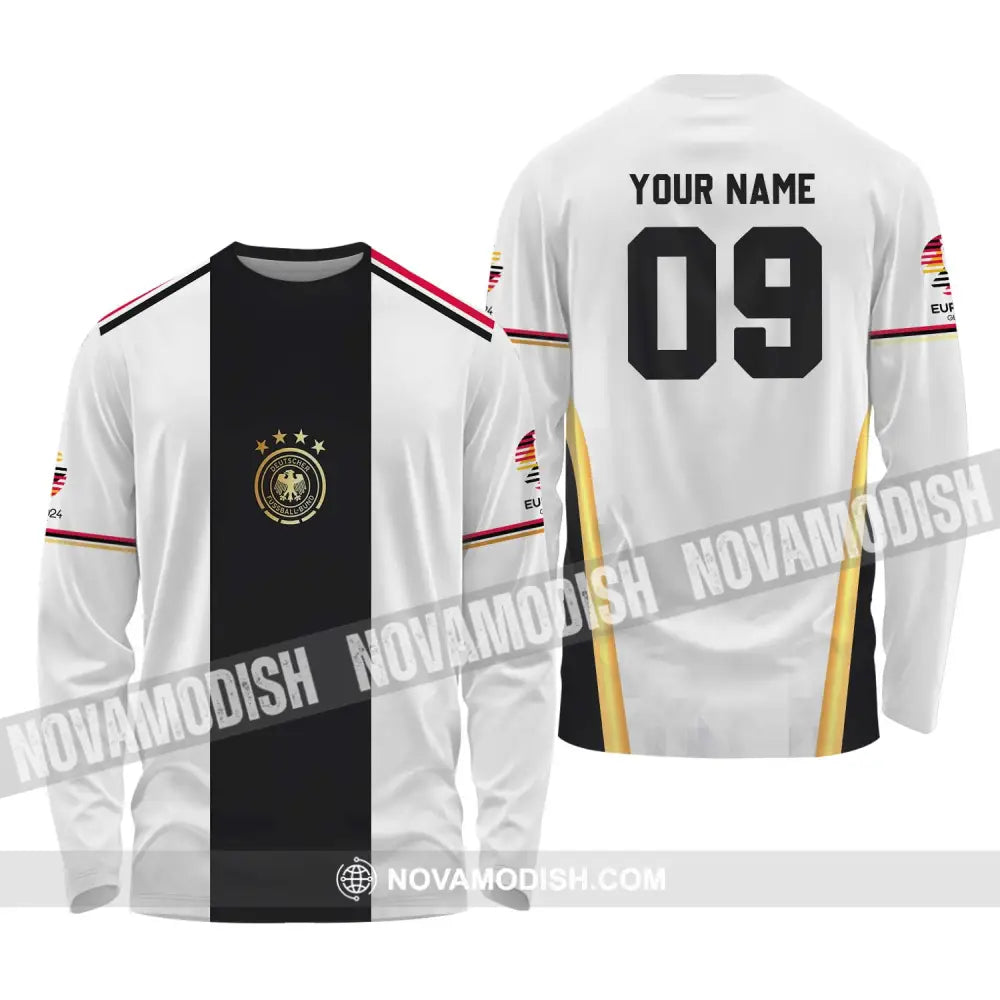 Unisex Shirt - Custom Name And Number Shirt Germany Black Line Euro 2024 Shirt Long Sleeve Shirt / S T-shirt