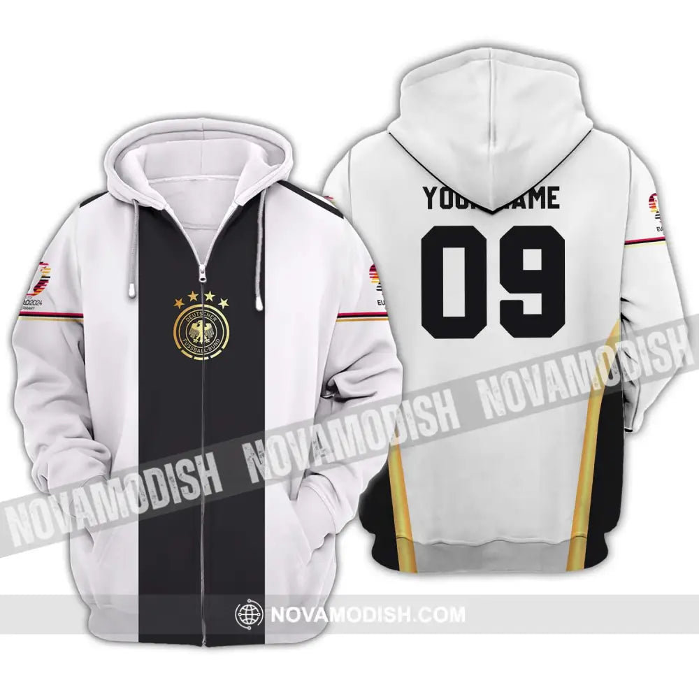 Unisex Shirt - Custom Name And Number Shirt Germany Black Line Euro 2024 Shirt Zipper Hoodie / S T-shirt