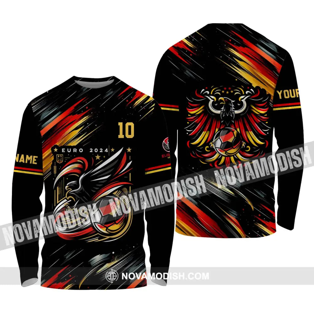 Unisex Shirt - Custom Name And Number Germany Euro 2024 Eagle Shirt Long Sleeve Shirt / S T-shirt