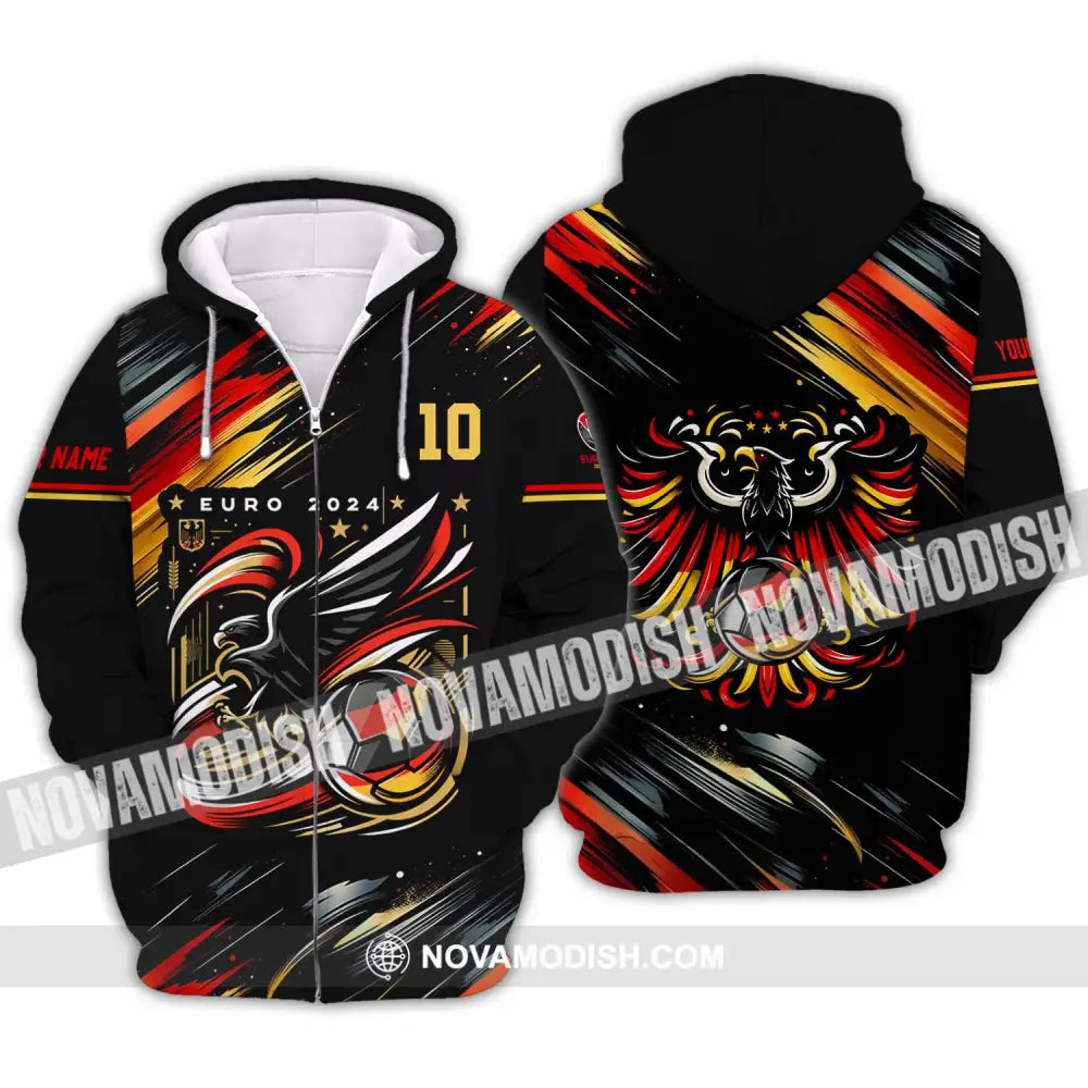 Unisex Shirt - Custom Name And Number Germany Euro 2024 Eagle Shirt Zipper Hoodie / S T-shirt