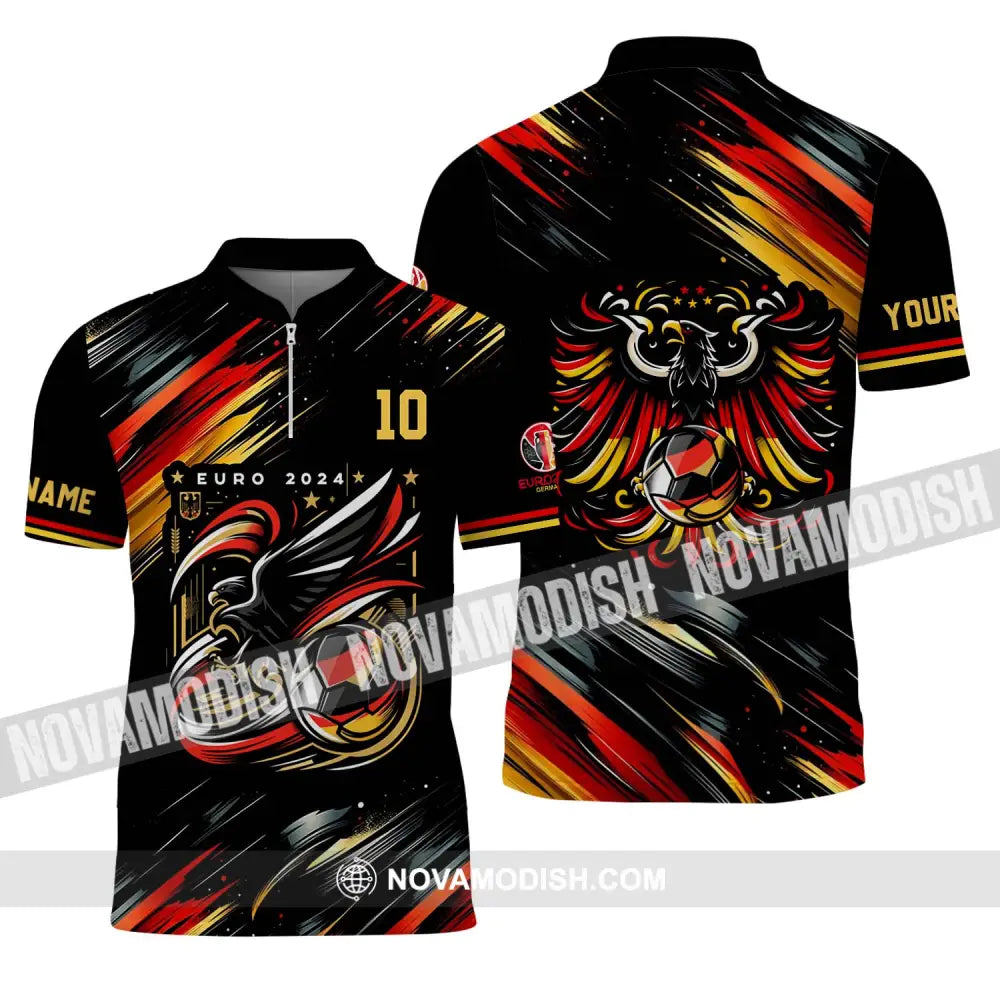 Unisex Shirt - Custom Name And Number Germany Euro 2024 Eagle Shirt Zipper Polo Shirt / S T-shirt