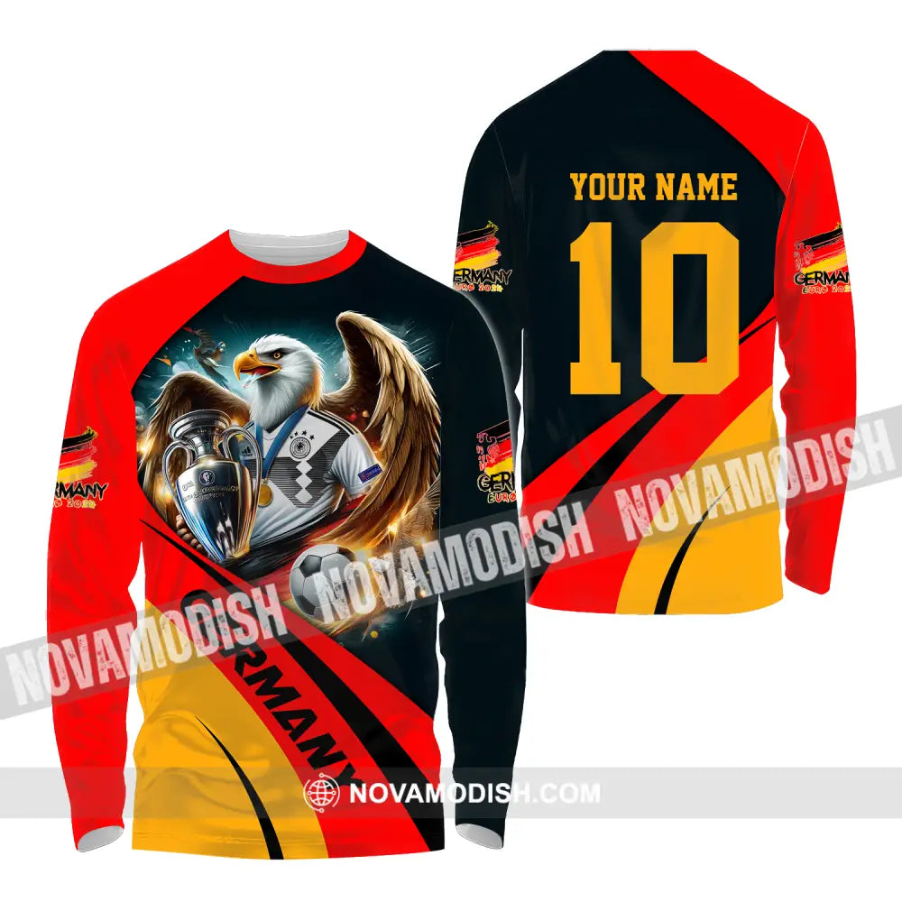 Unisex Shirt - Custom Name And Number Germany Euro 2024 Flag Color Shirt National Team Long Sleeve Shirt / S T-shirt