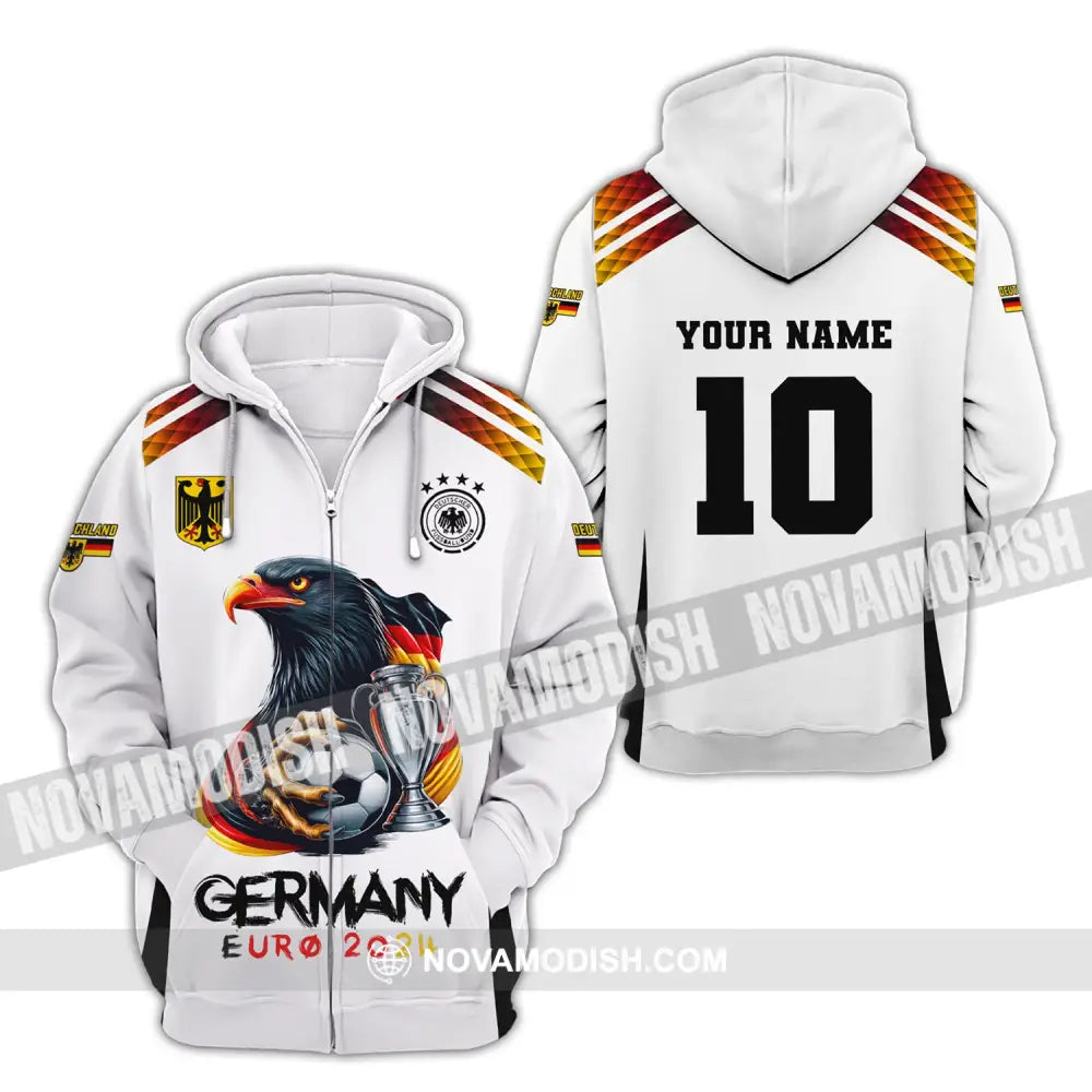 Unisex Shirt Custom Name And Number Germany Euro 2024 Football Polo Long Sleeve Zipper Hoodie / S