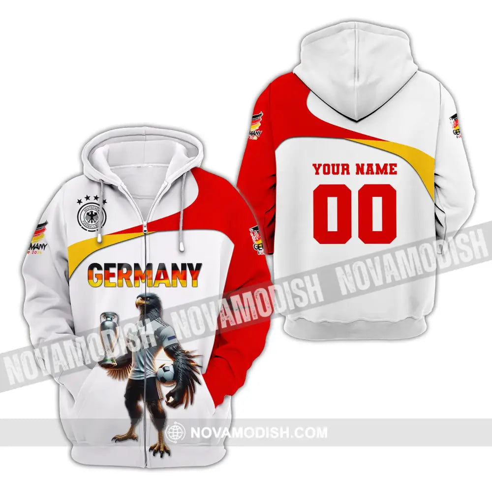 Unisex Shirt Custom Name And Number Germany Euro 2024 Football Polo Long Sleeve Zipper Hoodie / S