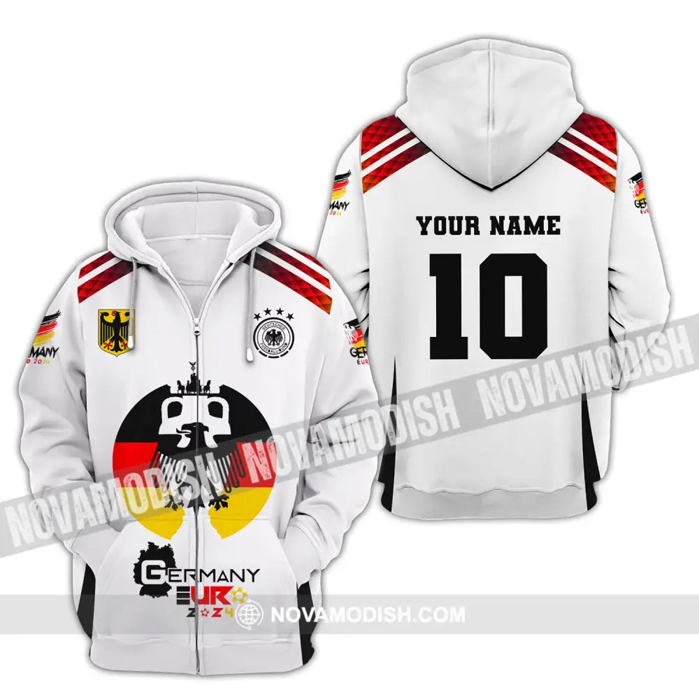 Unisex Shirt Custom Name And Number Germany Euro 2024 Football Polo Long Sleeve Zipper Hoodie / S