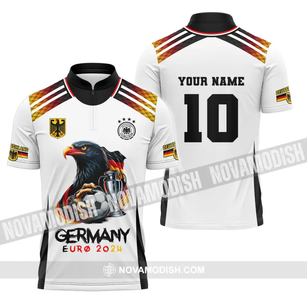 Unisex Shirt Custom Name And Number Germany Euro 2024 Football Polo Long Sleeve Zipper / S T-Shirt