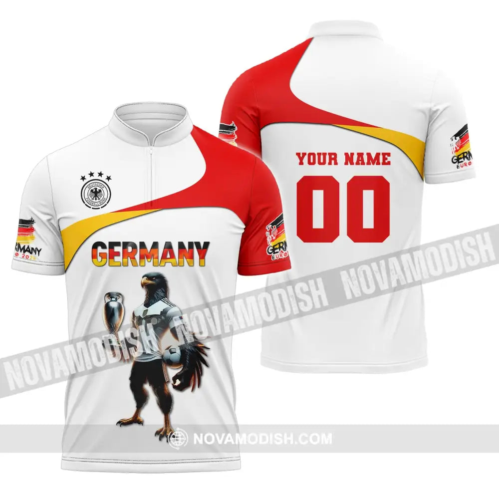 Unisex Shirt Custom Name And Number Germany Euro 2024 Football Polo Long Sleeve Zipper / S T-Shirt