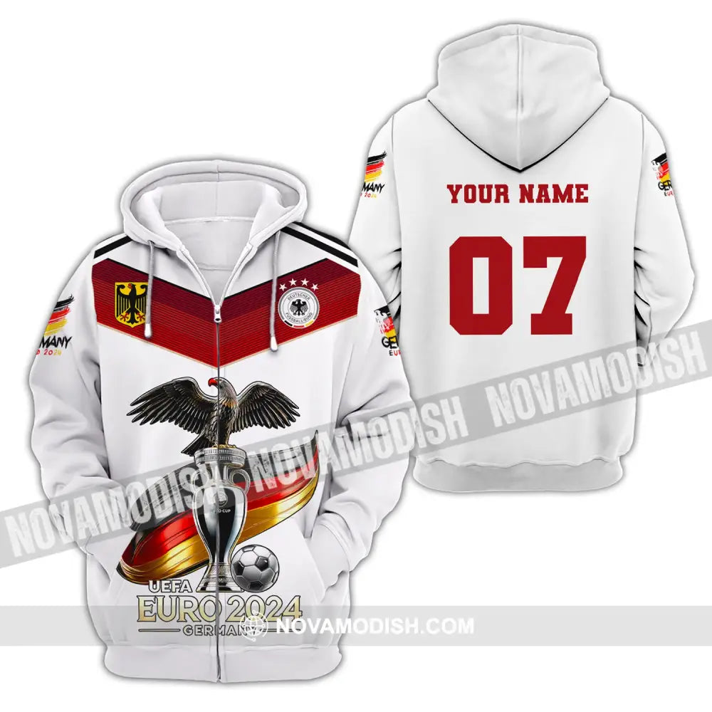 Unisex Shirt Custom Name And Number Germany Euro 2024 Football Uefa Polo Long Sleeve Zipper Hoodie