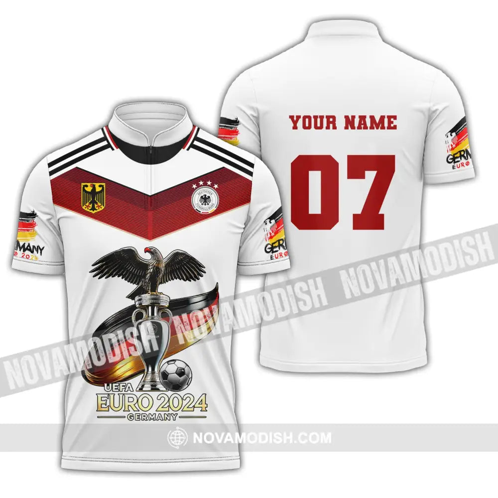 Unisex Shirt Custom Name And Number Germany Euro 2024 Football Uefa Polo Long Sleeve Zipper / S