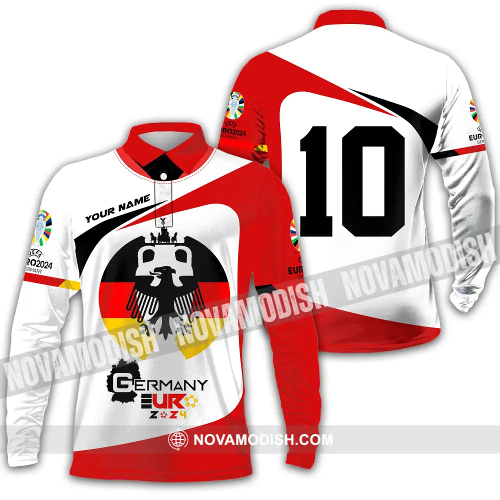 Unisex Shirt - Custom Name And Number Germany Euro 2024 Long Sleeve Polo / S T-shirt