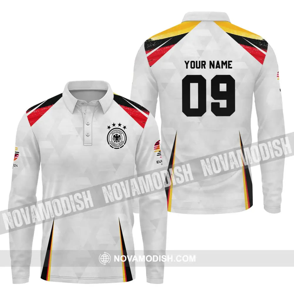 Unisex Shirt - Custom Name And Number Shirt Germany Euro 2024 Shirt Long Sleeve Polo / S T-shirt