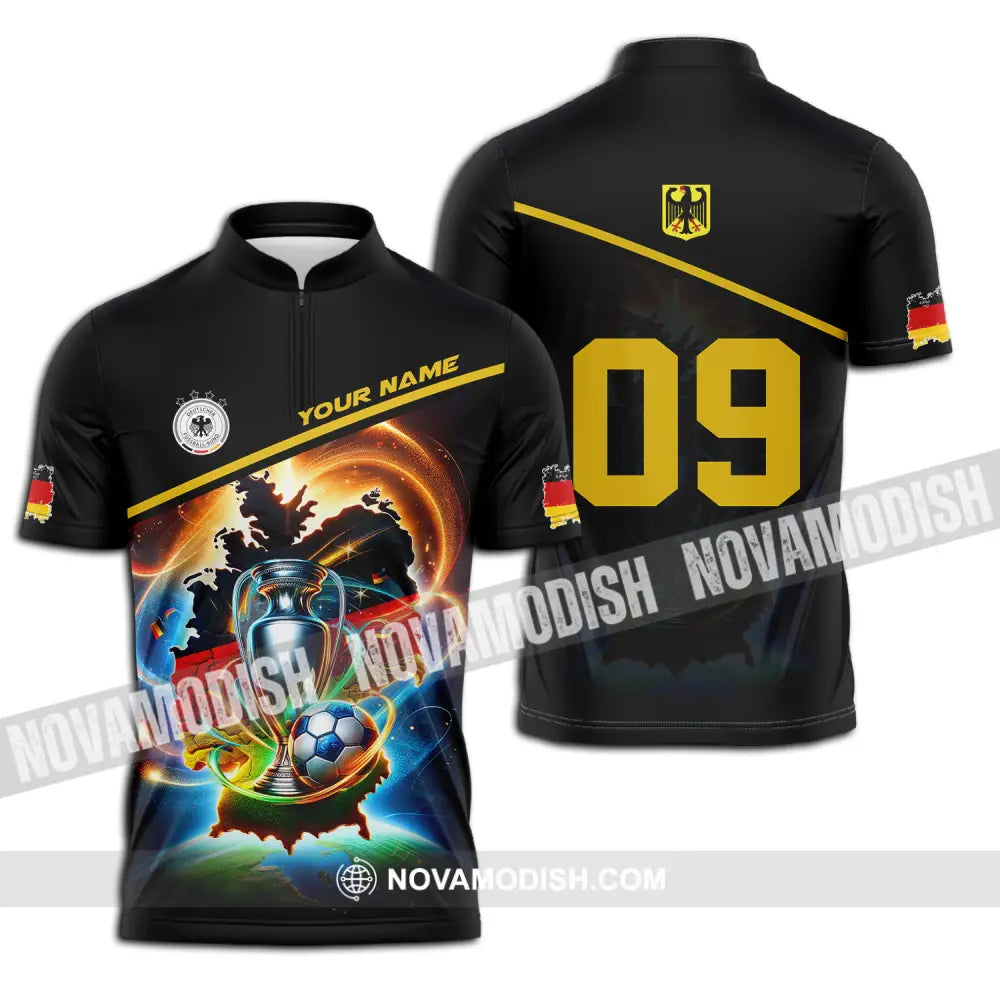 Unisex Shirt - Custom Name And Number Germany Euro 2024 Shirt National Team Cup Of Germany Zipper Polo Shirt / S T-shirt