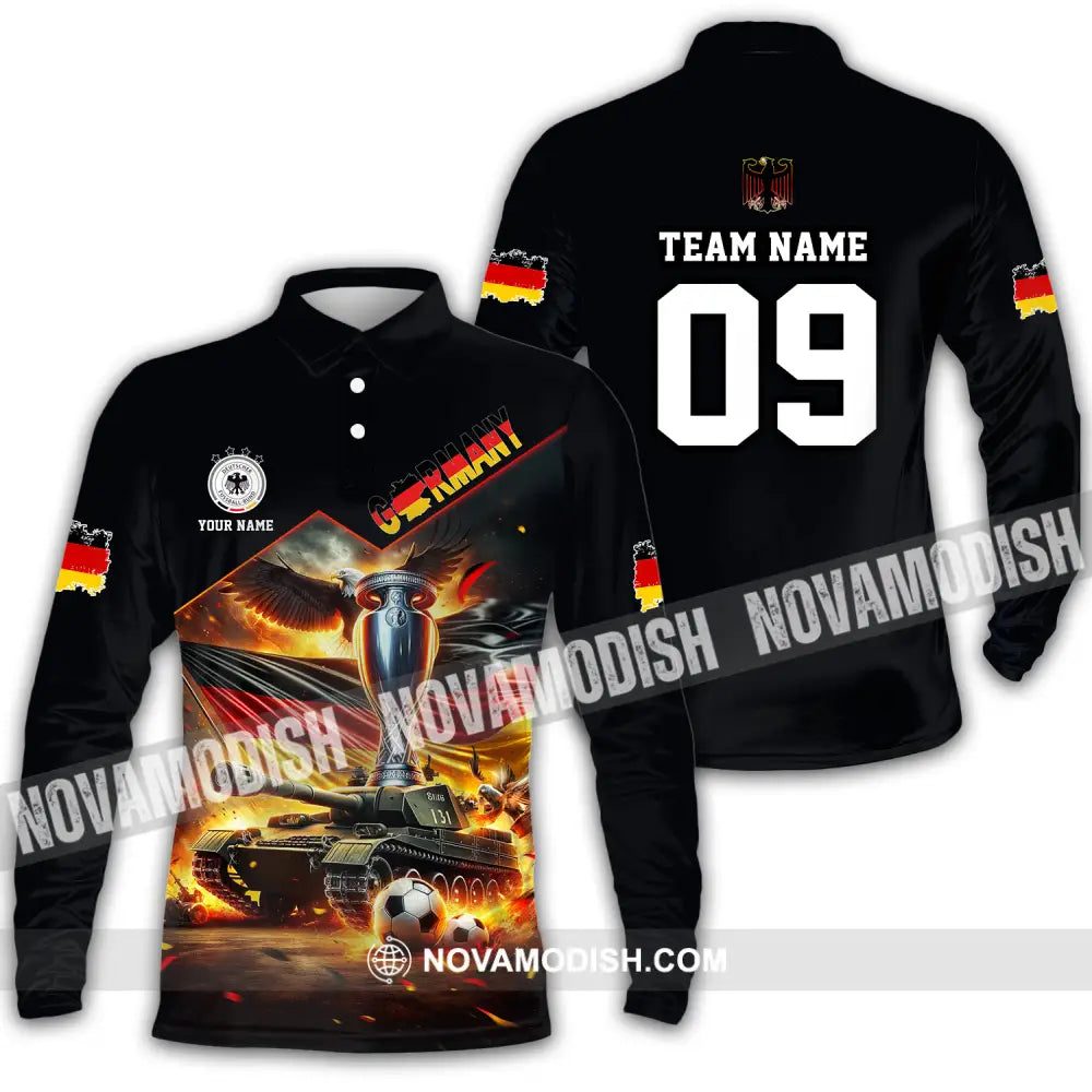 Unisex Shirt - Custom Name And Number Germany Euro 2024 Shirt National Team German Tanks Long Sleeve Polo / S T-shirt