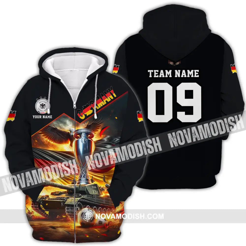 Unisex Shirt - Custom Name And Number Germany Euro 2024 Shirt National Team German Tanks Zipper Hoodie / S T-shirt