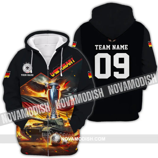 Unisex Shirt - Custom Name And Number Germany Euro 2024 Shirt National Team German Tanks Zipper Hoodie / S T-shirt