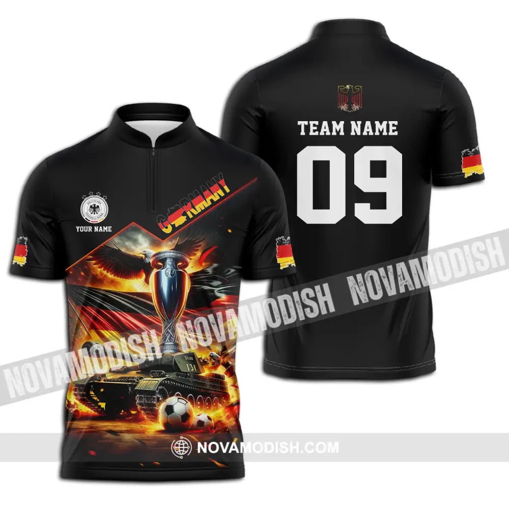 Unisex Shirt - Custom Name And Number Germany Euro 2024 Shirt National Team German Tanks Zipper Polo Shirt / S T-shirt