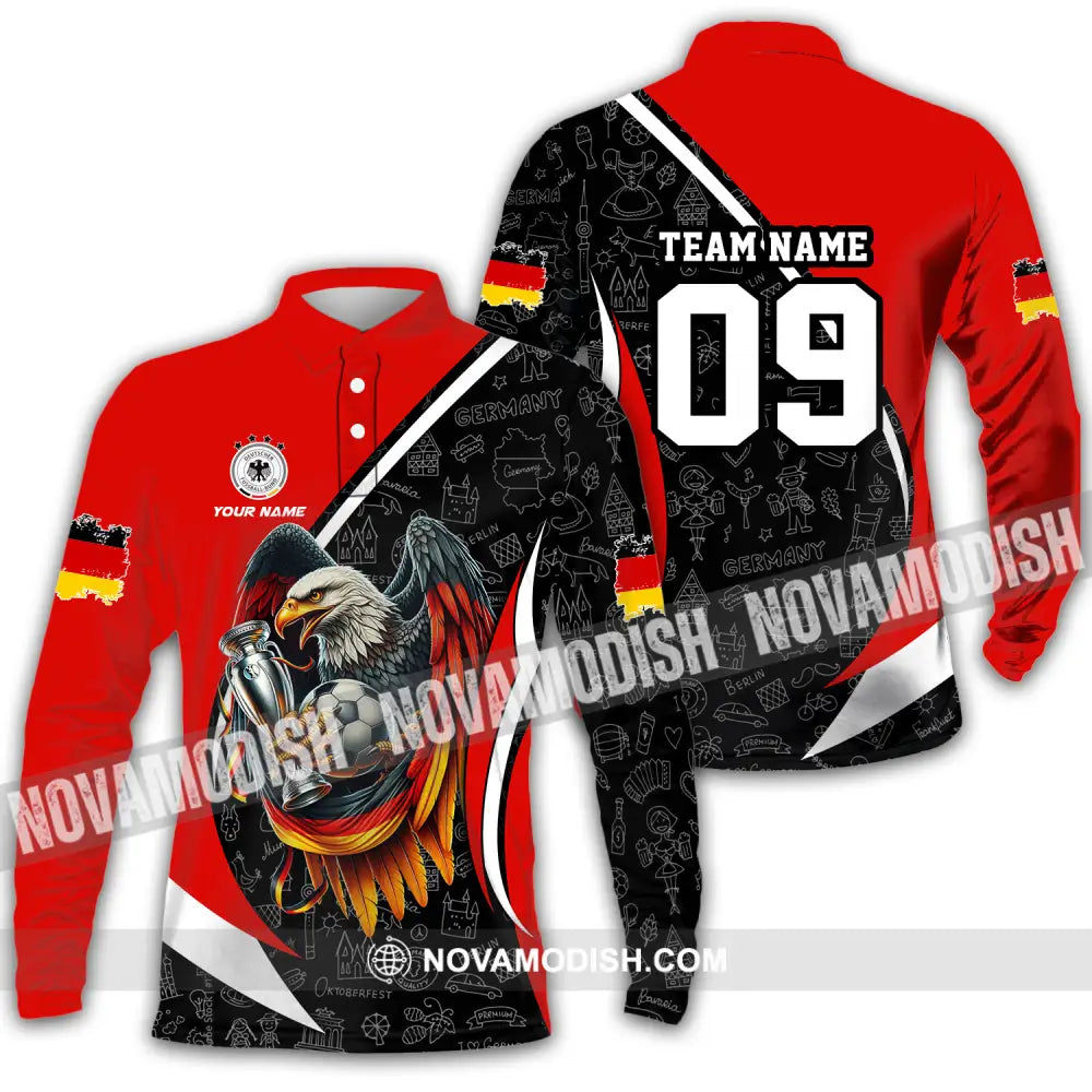 Unisex Shirt - Custom Name And Number Germany Euro 2024 Shirt National Team Long Sleeve Polo / S T-shirt