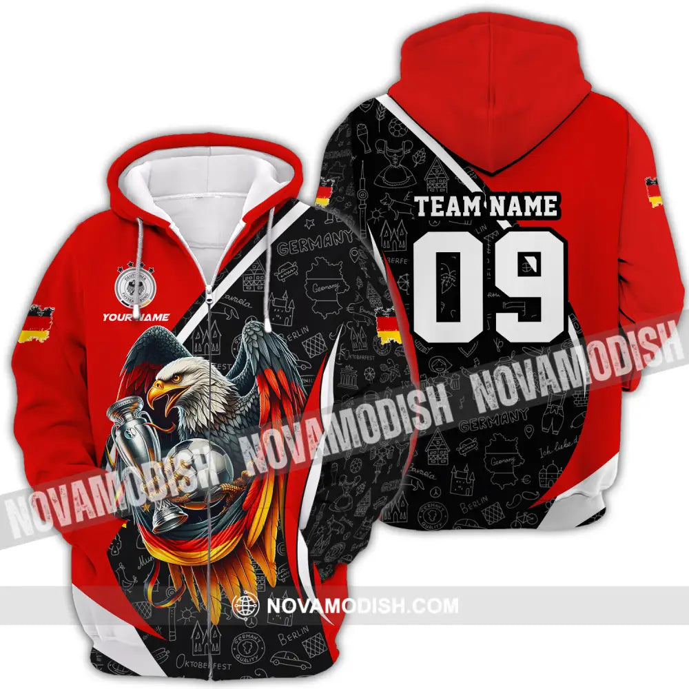 Unisex Shirt - Custom Name And Number Germany Euro 2024 Shirt National Team Zipper Hoodie / S T-shirt