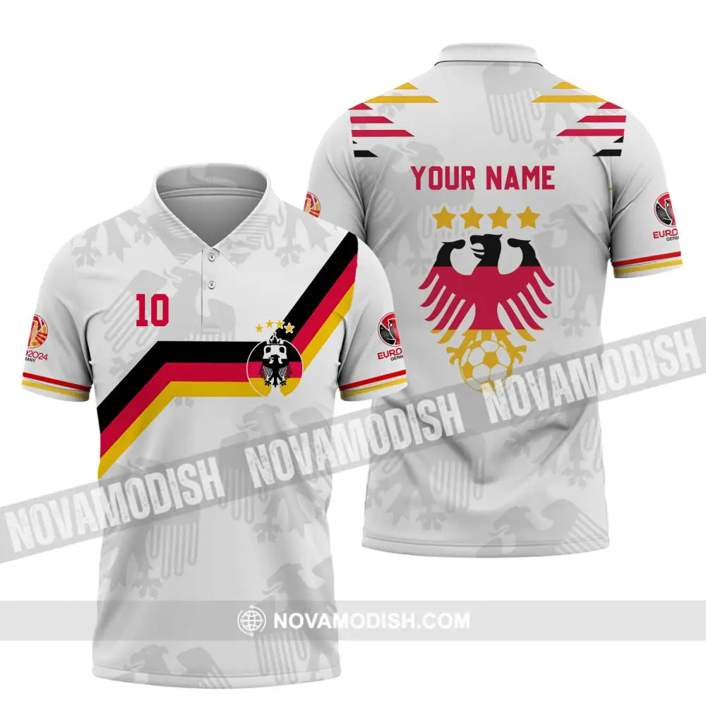 Unisex Shirt - Custom Name And Number Germany Euro 2024 White Color Polo Shirt / S T-shirt