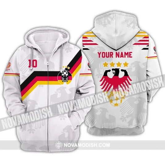 Unisex Shirt - Custom Name And Number Germany Euro 2024 White Color Zipper Hoodie / S T-shirt