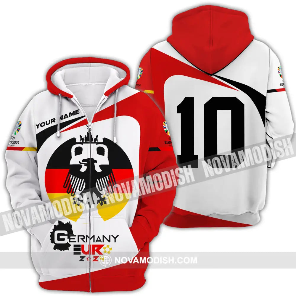Unisex Shirt - Custom Name And Number Germany Euro 2024 Zipper Hoodie / S T-shirt